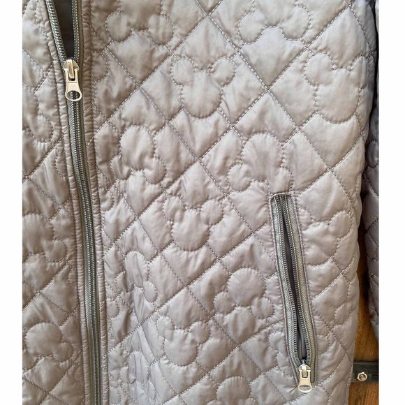 Disney Grey Puffer Coat Jacket – Mickey Mouse Stitching — XS - Picture 3 of 5